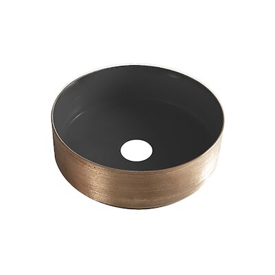 Waskom Wiesbaden Mondri 36×36 Cm Rond Geborsteld Brons Koper / Mat Zwart