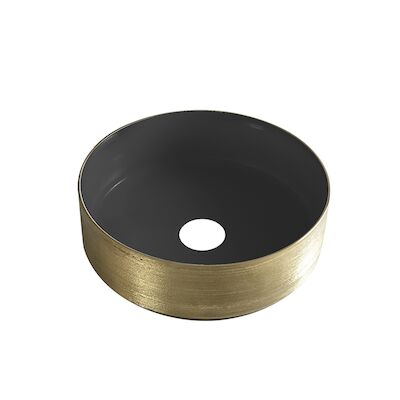 Waskom Wiesbaden Mondri 36×36 Cm Rond Geborsteld Goud / Mat Zwart