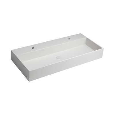 Wastafel 2 Kraangaten Sapho Quadrado 96×44 cm Wit