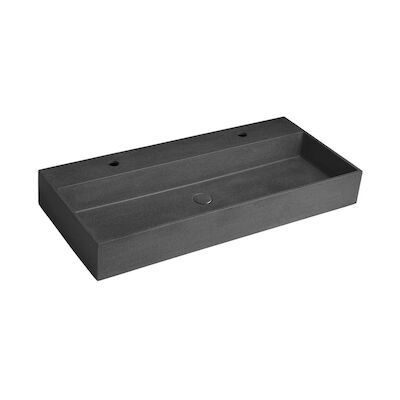 Wastafel 2 Kraangaten Sapho Quadrado 96×44 cm Zwart