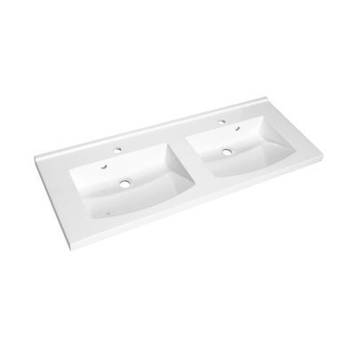 Wastafel Allibert Flex 120×46,2×4 cm met Kraangaten Polybeton Glanzend Wit