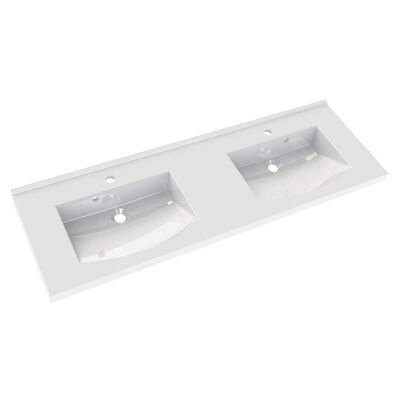 Wastafel Allibert Flex 140×46,2×4 cm met Kraangaten Polybeton Glanzend Wit