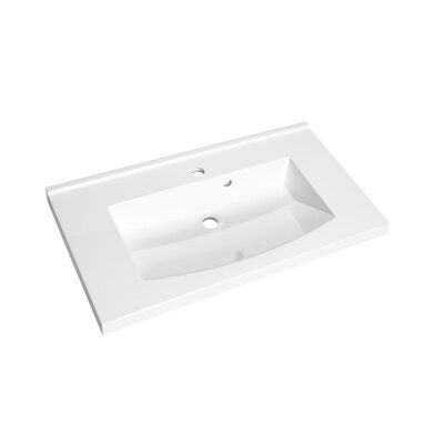 Wastafel Allibert Flex 80×46,2×4 cm met Kraangat Polybeton Glanzend Wit