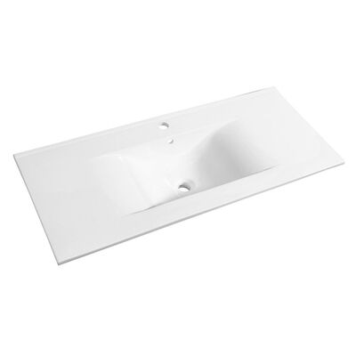 Wastafel Allibert Soft 100,5×46,5×1,7 cm met Kraangat en Overloop Porselein Glanzend Wit