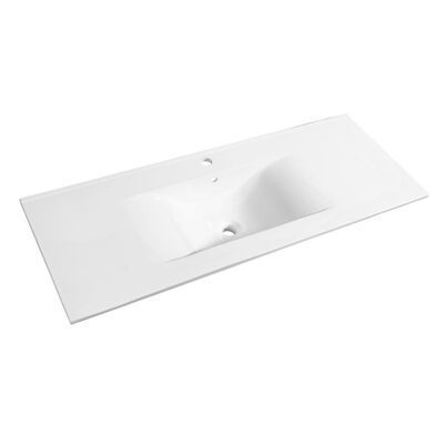 Wastafel Allibert Soft 120,5×46,5×1,7 cm met Kraangat en Overloop Porselein Glanzend Wit