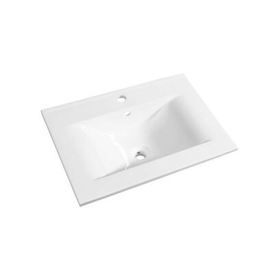 Wastafel Allibert Soft 60,5×46,5×1,7 cm met Kraangat en Overloop Porselein Glanzend Wit