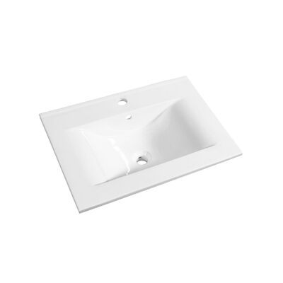 Wastafel Allibert Soft 70,5×46,5×1,7 cm met Kraangat en Overloop Porselein Glanzend Wit