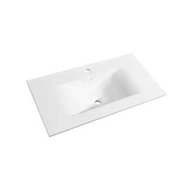 Wastafel Allibert Soft 90,5×46,5×1,7 cm met Kraangat en Overloop Porselein Glanzend Wit