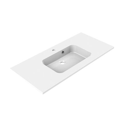 Wastafel Allibert Style 100,5×46,5×1,8 cm Polybeton Glanzend Wit (met kraangat en overloop)