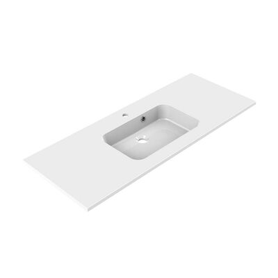 Wastafel Allibert Style 120,5×46,5×1,8 cm Polybeton Gecentreerd Glanzend Wit (met kraangat en overloop)