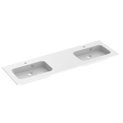 Wastafel Allibert Style 150,5×1,8×46,5 cm Met Kraangaten Polybeton Glanzend Wit
