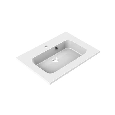 Wastafel Allibert Style 60,5×46,5×1,8 cm Polybeton Glanzend Wit (met kraangat en overloop)