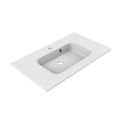 Wastafel Allibert Style 80,5×46,5×1,8 cm Polybeton Glanzend Wit (met kraangat en overloop)