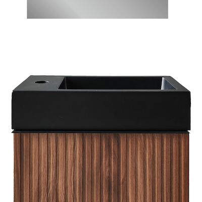 Wastafel BWS Sona Met Kraangat Links/Rechts 40×22,5 cm Mat Zwart
