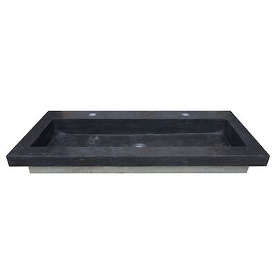Wastafel BWS Stone 120×46 cm met 2 Kraangaten Hardsteen Zwart