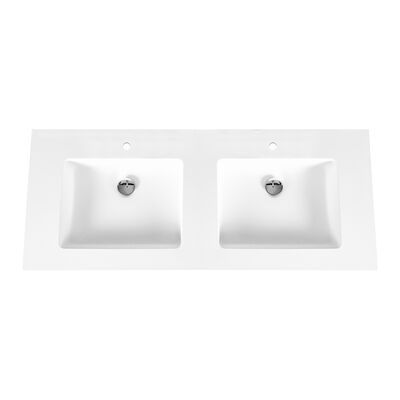 Wastafel BWS Veroni 45.5×120 cm 2 Kraangaten Solid Surface Wit