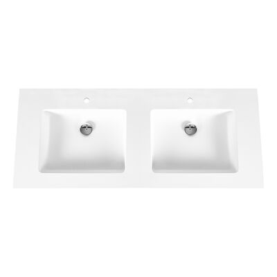 Wastafel BWS Veroni 45.5×154 cm 2 Kraangaten Solid Surface Wit