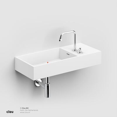Wastafel Clou Wash Me 75x32x12 cm Solid Surface (Rechts)