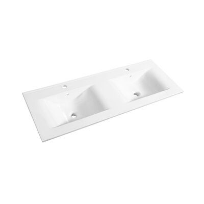 Wastafel Dubbel Allibert Soft 120,5×46,5×1,7 cm met Kraangat en Overloop Porselein Glanzend Wit