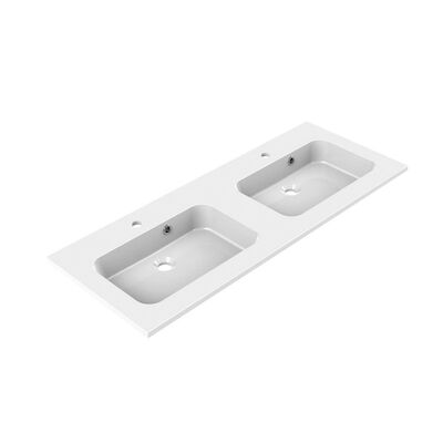 Wastafel Dubbel Allibert Style 120,5×46,5×1,8 cm Polybeton Glanzend Wit (met kraangat en overloop)