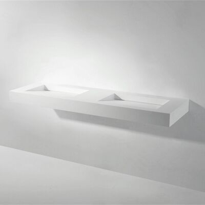 Wastafel Dubbel Ideavit Solidsquare 150x46x10 cm Solid Surface Mat Wit