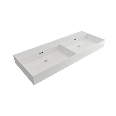 Wastafel Dubbel Plieger Kansas Zonder Kraangat 120×46,6 cm met Overloop Wit