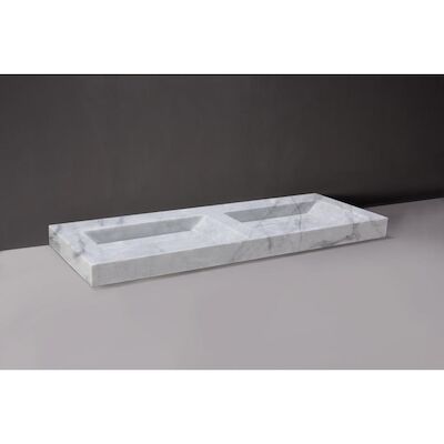Wastafel Forzalaqua Bellezza Doppio Carrara Gepolijst 140,5×51,5×9 cm Met 2 Kraangaten