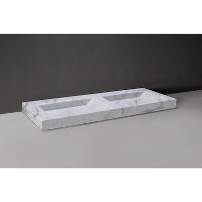 Wastafel Forzalaqua Bellezza Doppio Carrara Gepolijst 140,5×51,5×9 cm Zonder Kraangat