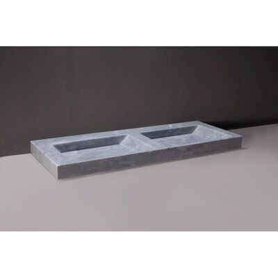 Wastafel Forzalaqua Bellezza Doppio Cloudy Marmer Gezoet 140,5×51,5×9 cm 2 Kraangaten