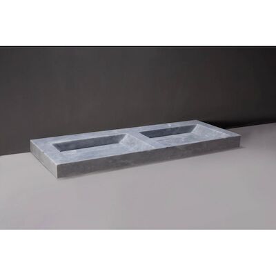 Wastafel Forzalaqua Bellezza Doppio Cloudy Marmer Gezoet 140,5×51,5×9 cm Zonder Kraangat