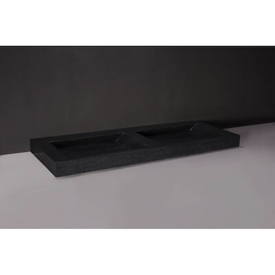 Wastafel Forzalaqua Bellezza Doppio Cloudy Marmer Graniet Gezoet 2 Kraangaten 140,5×51,5×9 cm