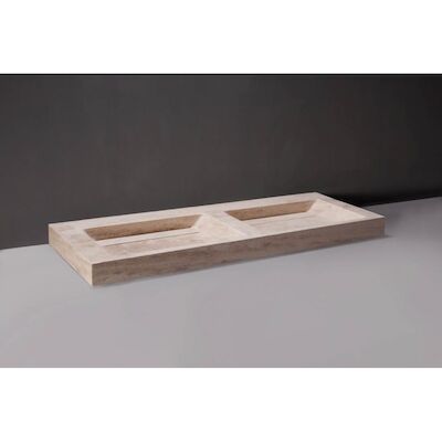 Wastafel Forzalaqua Bellezza Doppio Travertin Gezoet 140,5×51,5×9 cm Zonder Kraangat