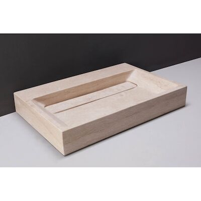 Wastafel Forzalaqua Bellezza Travertin Gezoet 80,5×51,5×9 cm 2 Kraangaten