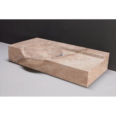Wastafel Forzalaqua Laguna Travertin Gezoet 80x40x12 cm Met Kraangat
