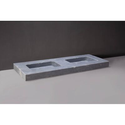 Wastafel Forzalaqua Napoli Cloudy Marmer Gezoet 160x60x9 cm 2 Kraangaten