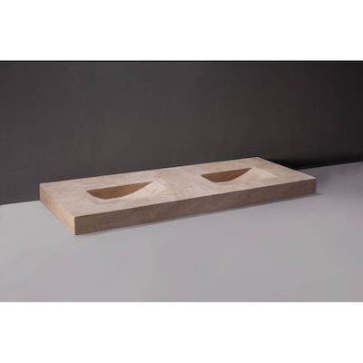 Wastafel Forzalaqua Napoli II Travertin Gezoet 160x60x9 cm 2 Kraangaten