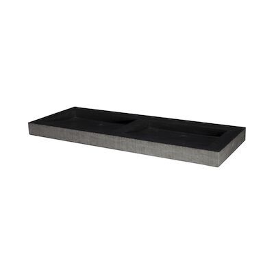 Wastafel Forzalaqua Oslo Hardsteen Gefrijnd 2 Kraangaten Antraciet 140,5×51,5×9 cm