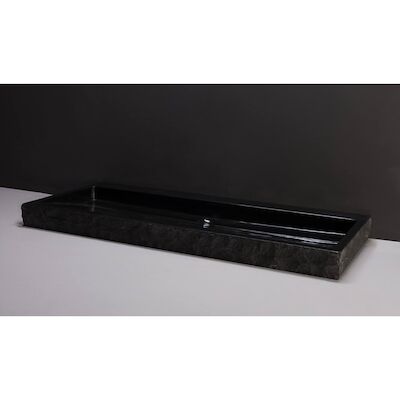 Wastafel Forzalaqua Palermo Graniet Gepolijst Gekapt Zonder Kraangat Zwart 100,5×51,5×9 cm