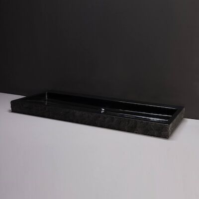 Wastafel Forzalaqua Palermo Graniet Gepolijst Gekapt Zonder Kraangat Zwart 120,5×51,5×9 cm