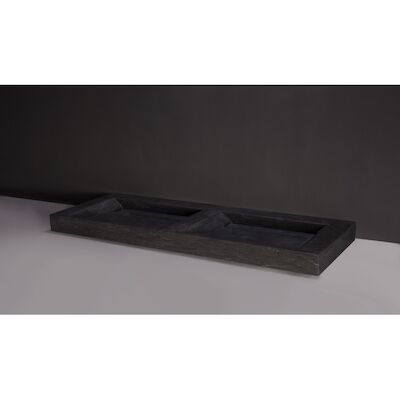 Wastafel Forzalaqua Stockholm Hardsteen Gezoet Met 2 Kraangaten 140,5×51,5×9,5 cm