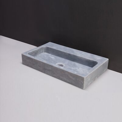 Wastafel Forzalaqua Taranto Cloudy Marmer Gezoet 50x30x8 cm Lichtblauw Zonder Kraangat
