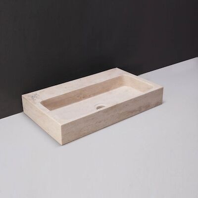 Wastafel Forzalaqua Taranto Travertin Gezoet Zonder Kraangat Beige 50x30x8 cm