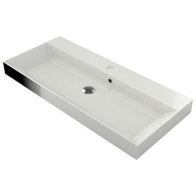 Wastafel Gliss Design Lako 100 cm Zonder Kraangat Glans Wit