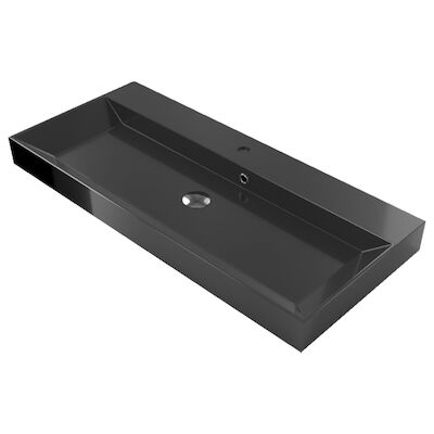 Wastafel Gliss Design Lako 140 cm 2 Kraangaten Mat Zwart