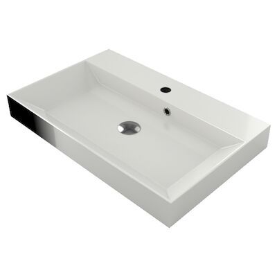 Wastafel Gliss Design Lako 80 cm 1 Kraangat Glans Wit