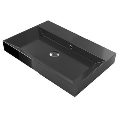 Wastafel Gliss Design Lako 80 cm Zonder Kraangat Mat Zwart