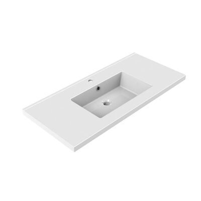 Wastafel Inbouw Allibert Tobi 100,5×46,2×3,5 cm met Kraangat en Overloop Porselein Glanzend Wit