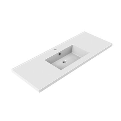 Wastafel Inbouw Allibert Tobi 120,5×46,2×3,5 cm met Kraangat en Overloop Porselein Glanzend Wit