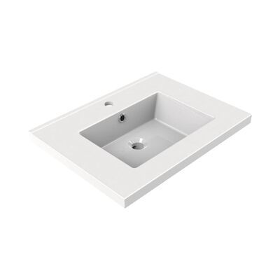 Wastafel Inbouw Allibert Tobi 60,5×46,2×3,5 cm met Kraangat en Overloop Porselein Glanzend Wit