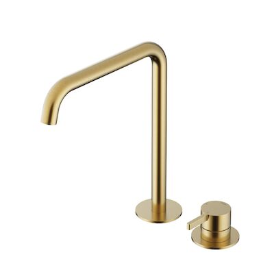 Wastafel Mengkraan Hotbath ace 2-gats Met draaibare uitloop 28 cm Geborsteld Messing PVD